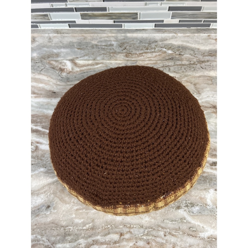 Vintage Handmade Floral Crochet Pillow Cushion 18" Round Boho - Picture 15 of 15